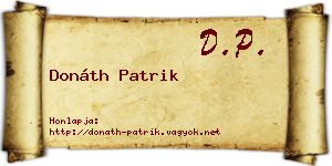 Donáth Patrik névjegykártya